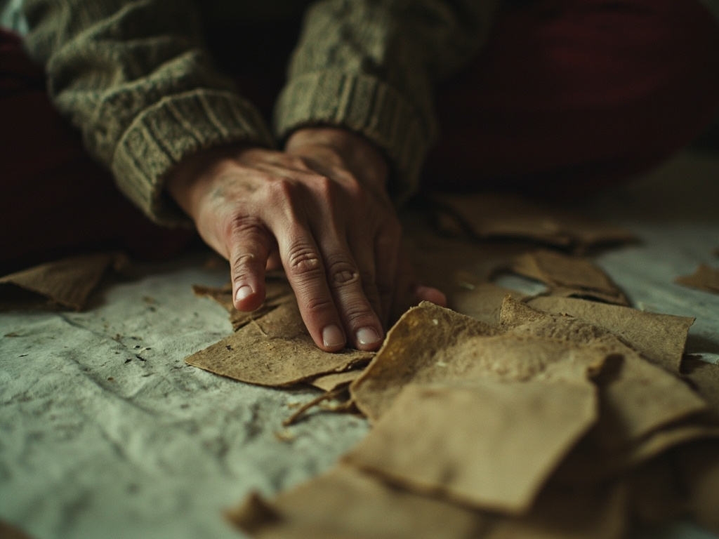 Adult hand laying down melds on felt with discard pile aside