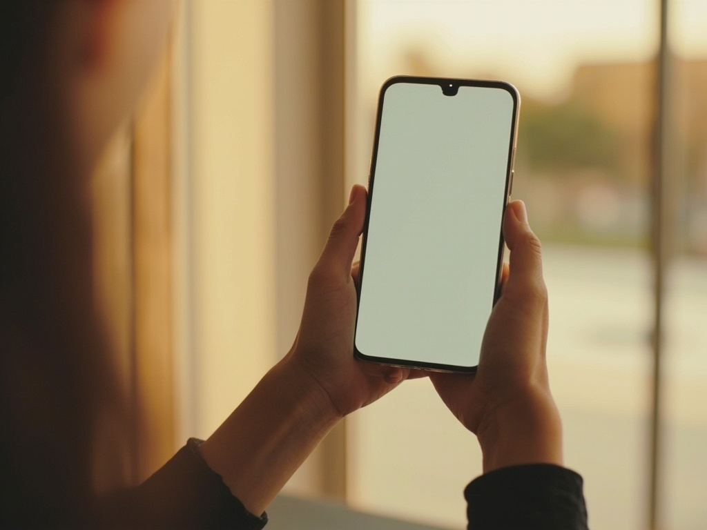 Phone on pale wood showing onboarding screen